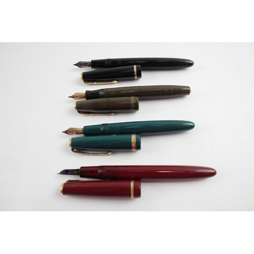 4 x Vintage Parker Duofold Fountain Pens w/ 14ct Gold Nibs Inc Black ...