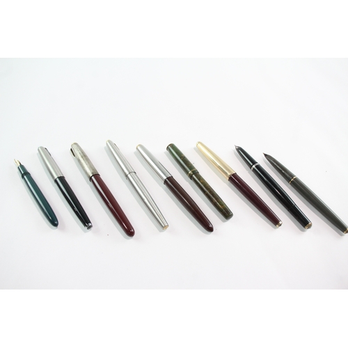 8 x Vintage Parker Fountain Pens For Repair Inc 51, 61, Moderne, 14ct Nibs Etc