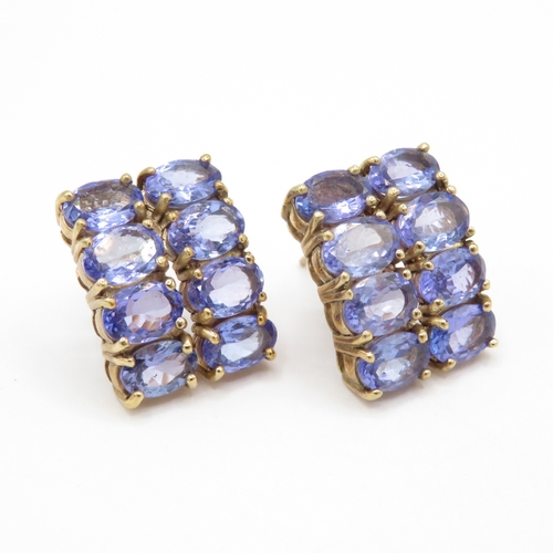 204 - 2x 9ct gold tanzanite earrings (5.8g)