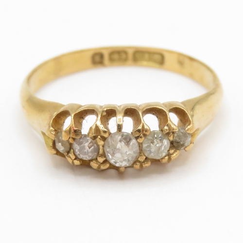 79 - 18ct gold Birmingham 1897 diamond five-stone ring as found (2.4g) Size K