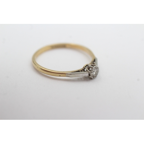 109 - 18ct gold and platinum diamond solitaire ring (2.1g) Size R