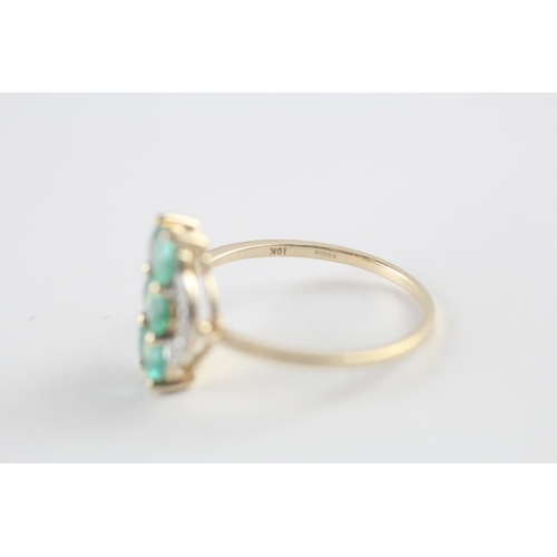 117 - 9ct gold emerald diamond dress ring (2g) Size P 1/2