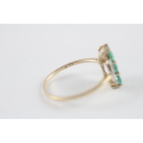 117 - 9ct gold emerald diamond dress ring (2g) Size P 1/2