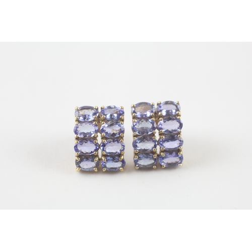 204 - 2x 9ct gold tanzanite earrings (5.8g)