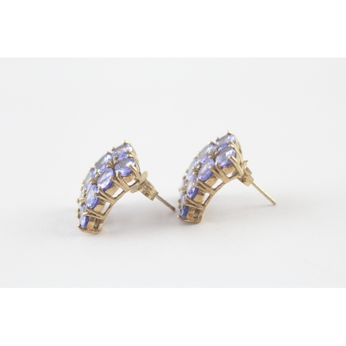204 - 2x 9ct gold tanzanite earrings (5.8g)