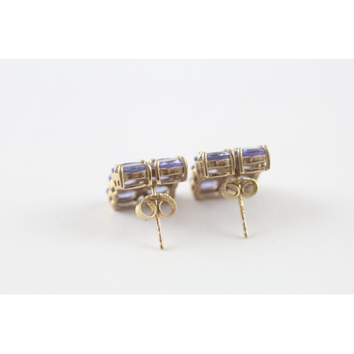 204 - 2x 9ct gold tanzanite earrings (5.8g)