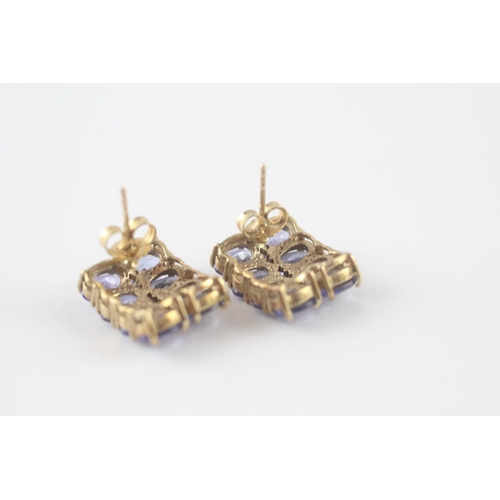 204 - 2x 9ct gold tanzanite earrings (5.8g)