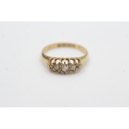 79 - 18ct gold Birmingham 1897 diamond five-stone ring as found (2.4g) Size K