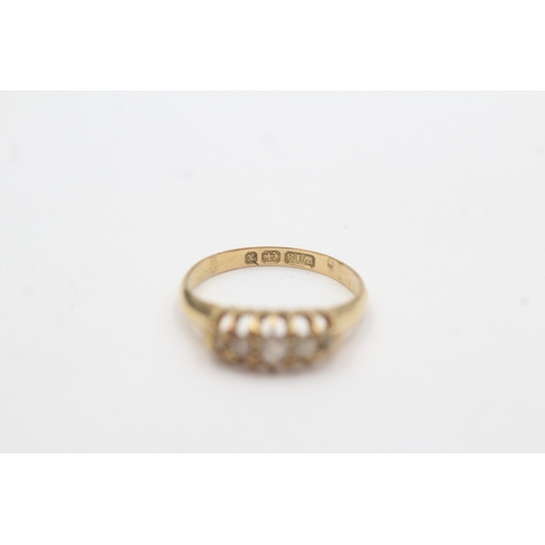 79 - 18ct gold Birmingham 1897 diamond five-stone ring as found (2.4g) Size K