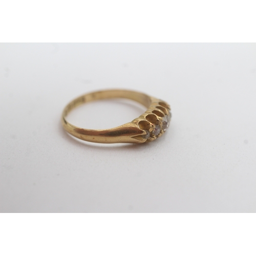 79 - 18ct gold Birmingham 1897 diamond five-stone ring as found (2.4g) Size K