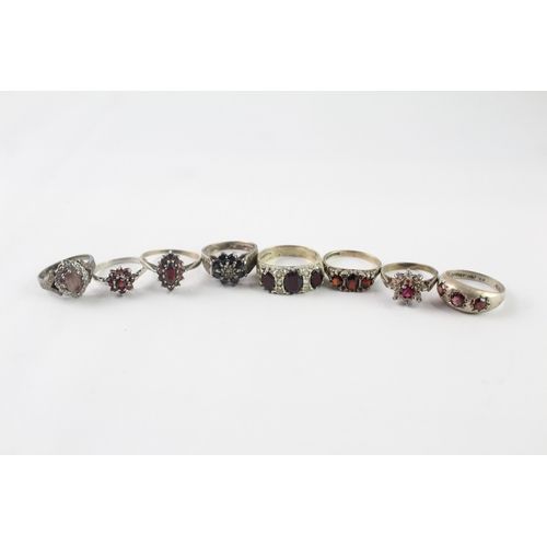 250 - Collection of Sterling Silver Mid Century Rings inc. Stone Set, Faceted x 8 (22g)