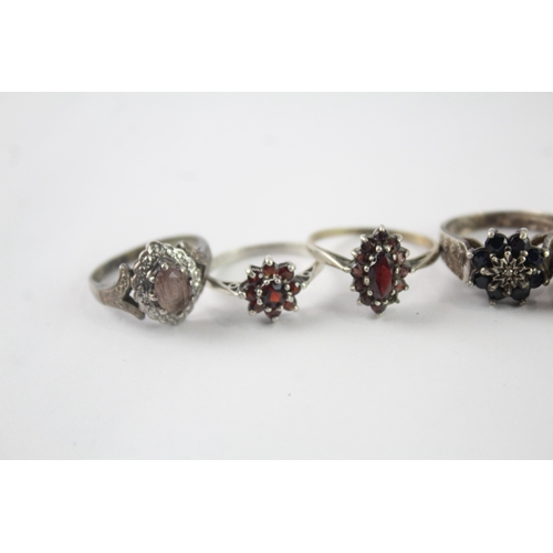 250 - Collection of Sterling Silver Mid Century Rings inc. Stone Set, Faceted x 8 (22g)