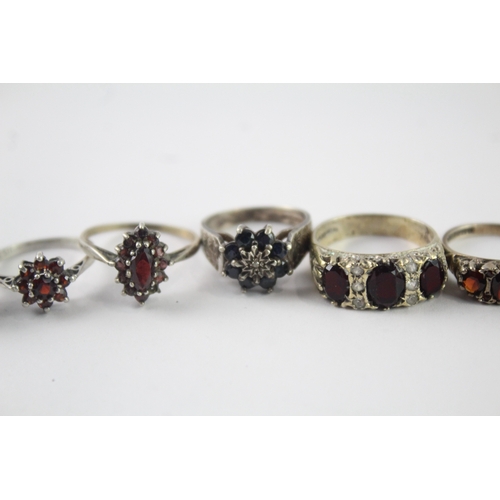 250 - Collection of Sterling Silver Mid Century Rings inc. Stone Set, Faceted x 8 (22g)