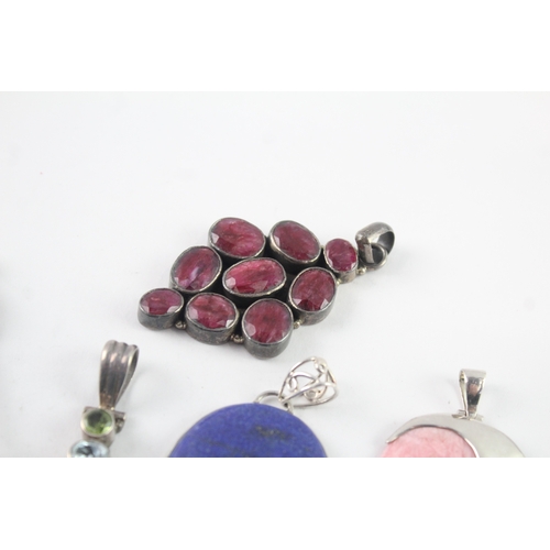 263 - Collection of Sterling Silver Gemstone Pendants inc. Topaz, Amethyst x 6 (162g)