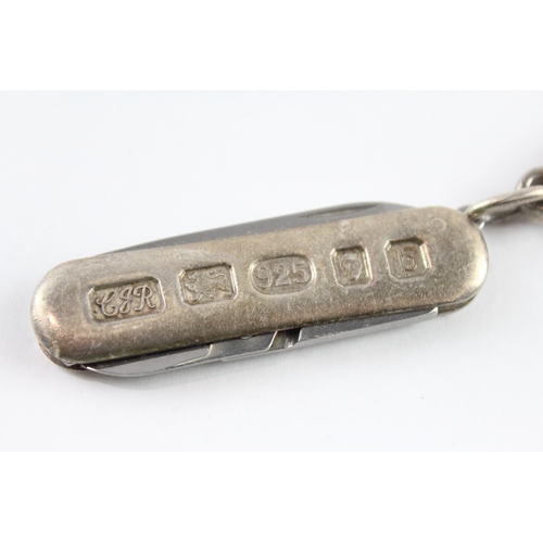299 - .925 Sterling Silver Pocket Knife Keyring 49g