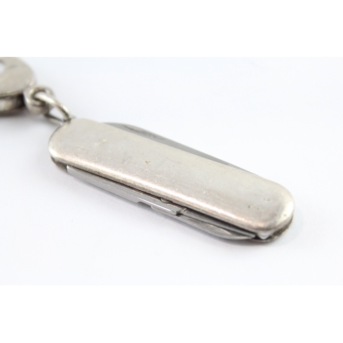 299 - .925 Sterling Silver Pocket Knife Keyring 49g