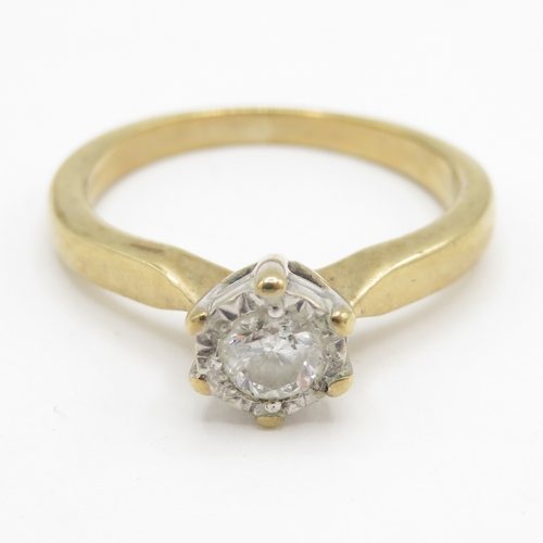 145 - 9ct gold diamond solitaire ring (3.3g) Size O