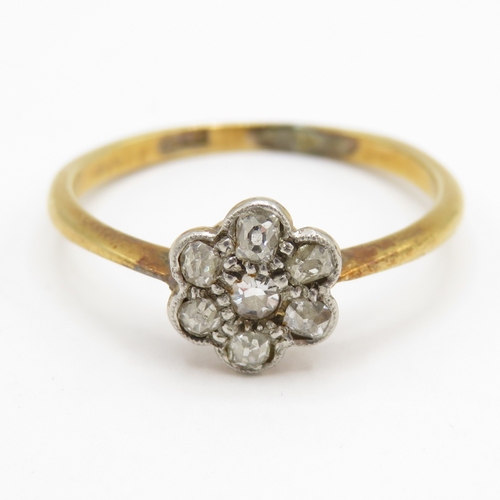 151 - 18ct gold diamond cluster ring (1.5g) Size K 1/2