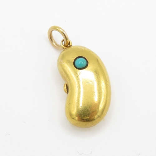 91 - 15ct gold Victorian turquoise kidney bean (1.4g)