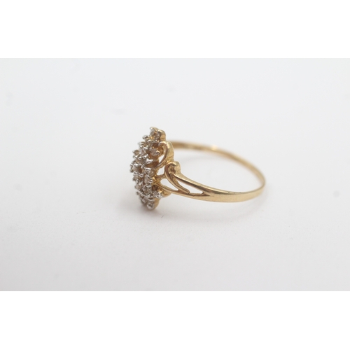 128 - 9ct gold diamond cluster ring (1.3g) Size O