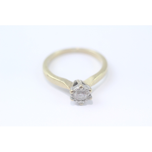 145 - 9ct gold diamond solitaire ring (3.3g) Size O