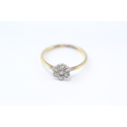 151 - 18ct gold diamond cluster ring (1.5g) Size K 1/2