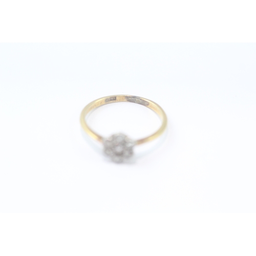 151 - 18ct gold diamond cluster ring (1.5g) Size K 1/2