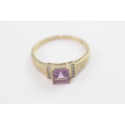 187 - 9ct gold amethyst diamond ring (2.7g) Size V