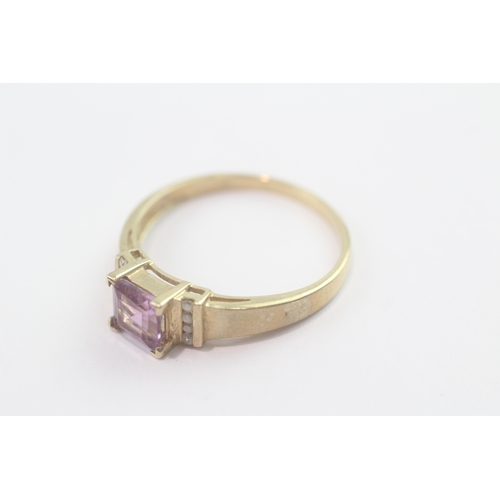 187 - 9ct gold amethyst diamond ring (2.7g) Size V