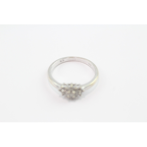 200 - 9ct white gold diamond cluster ring (1.9g) Size L