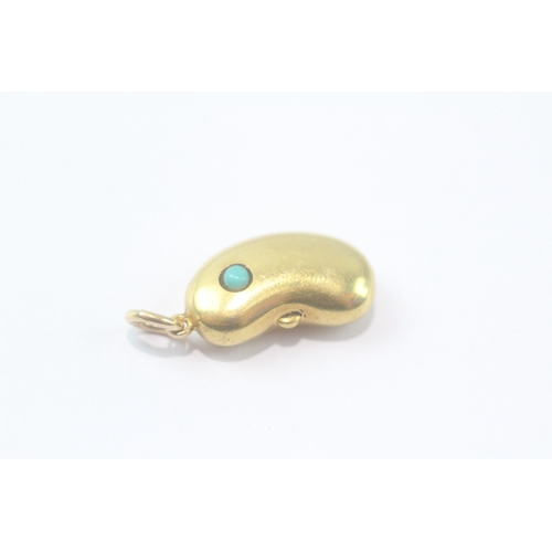 91 - 15ct gold Victorian turquoise kidney bean (1.4g)