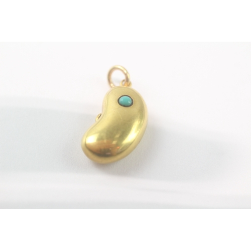 91 - 15ct gold Victorian turquoise kidney bean (1.4g)