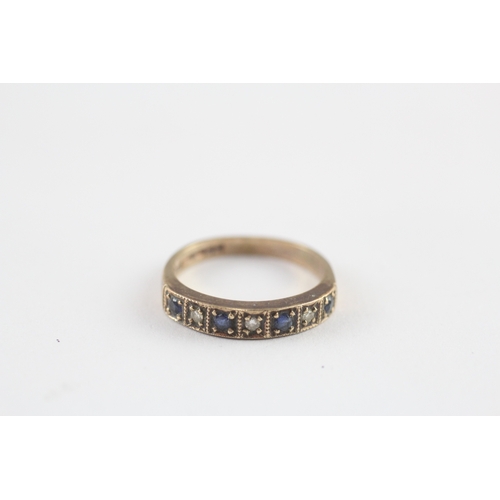 92 - 9ct gold sapphire diamond half eternity ring (1.6g) Size I 1/2