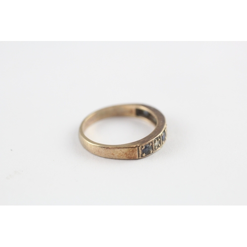 92 - 9ct gold sapphire diamond half eternity ring (1.6g) Size I 1/2