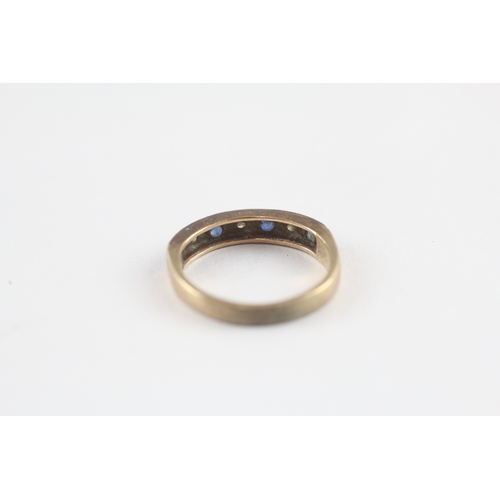 92 - 9ct gold sapphire diamond half eternity ring (1.6g) Size I 1/2
