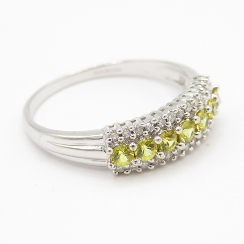 182 - 9ct gold diamond and yellow sapphire cluster ring (2.8g) Size T