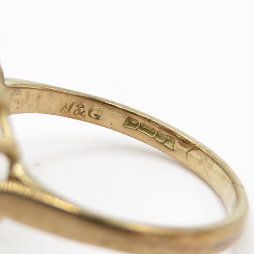 183 - 9ct gold sapphire and white gemstone dress ring  (2.8g) Size L