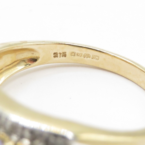 188 - 9ct gold diamond and tanzanite triple row ring (3.3g) Size Q