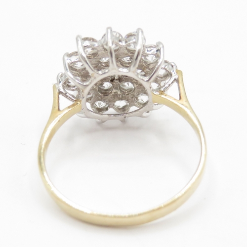 193 - 9ct gold cubic zirconia cluster ring (2.4g) Size L 1/2