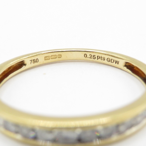 194 - 18ct gold diamond channel set half eternity ring  (1.6g) Size M