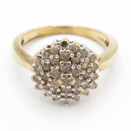198 - 9ct gold diamond cluster ring - stone missing (5.1g) Size S