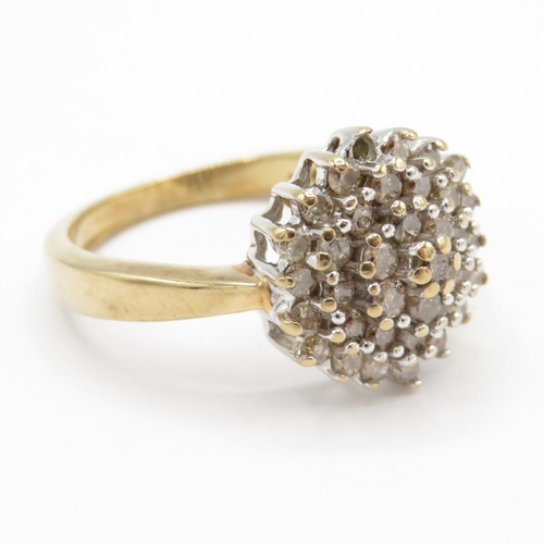 198 - 9ct gold diamond cluster ring - stone missing (5.1g) Size S