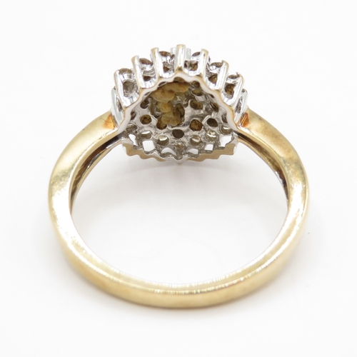 198 - 9ct gold diamond cluster ring - stone missing (5.1g) Size S
