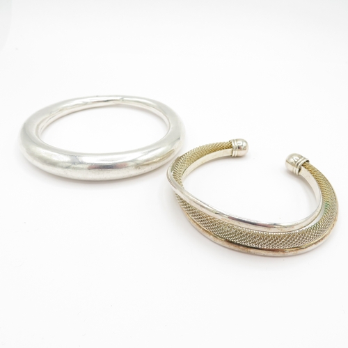 201 - 2 x Sterling Silver 925 Bangles inc Torque (50g)