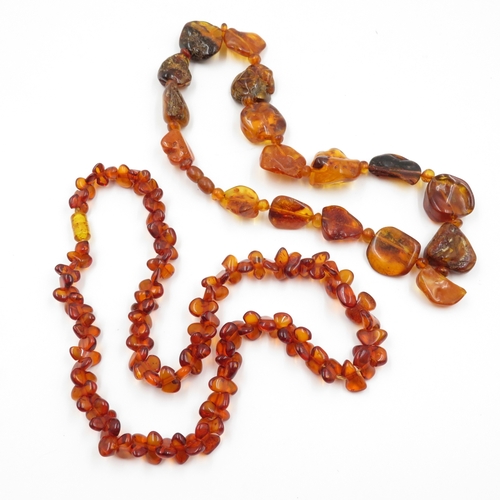 204 - 2 x Amber Necklaces (76g)