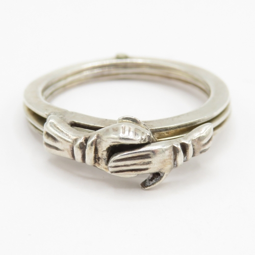 208 - Sterling Silver Fede Ring (3.6g) Size O