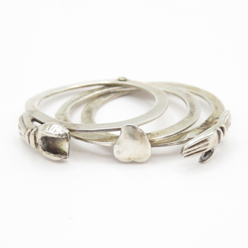 208 - Sterling Silver Fede Ring (3.6g) Size O