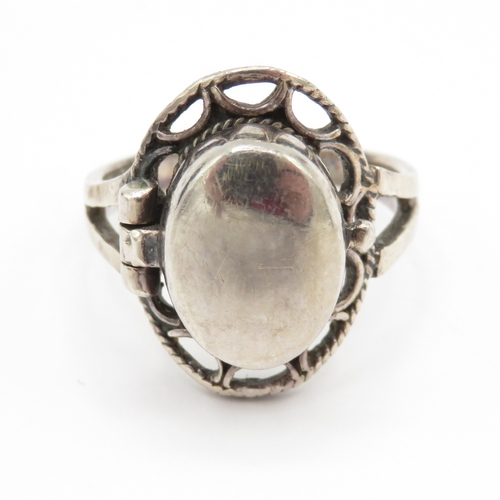 210 - Sterling Silver Poison Ring (7.4g) Size Q