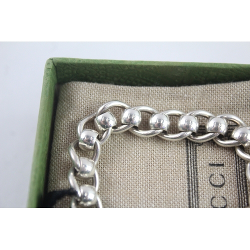 217 - Gucci Sterling Silver Bracelet w/ Heart Padlock Clasp & Box (44g)