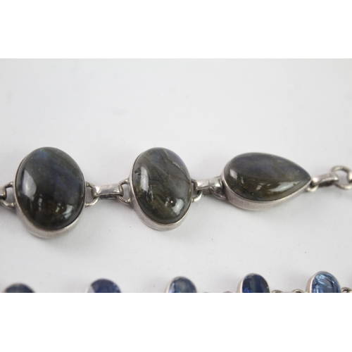 221 - Collection of Sterling Silver Gemstone Bracelets inc. Labradorite x 2 (45g)